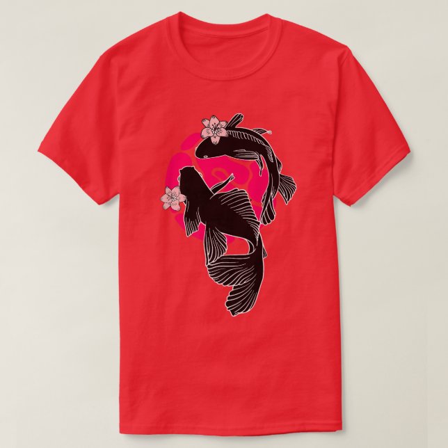 Camiseta Japanese Koi Carp Nishikigoi Fish Pisces Cherry Bl (Frente do Design)