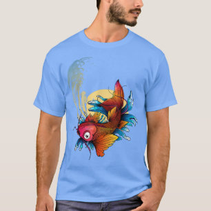 Camiseta Japanese Koi Carp Sakura Waves Japan Moon Japanese