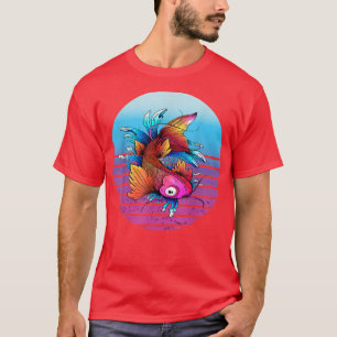 Camiseta Japanese Koi Carp Waves Sakura Japanese Fish Retro
