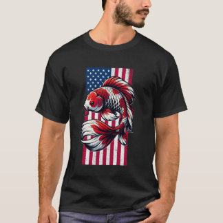 Camiseta Japanese Koi Fish USA American Flag Men Women Kids