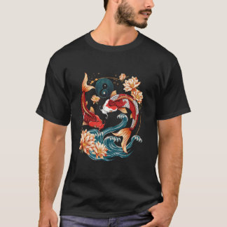 Camiseta Japanese Koi Fish Vintage Lotus Flowers
