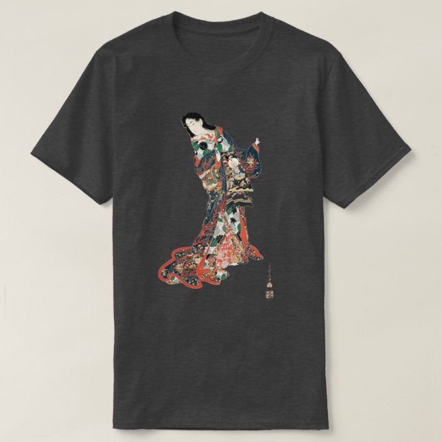 Camiseta Japanese Lady with colorful dress (Frente do Design)