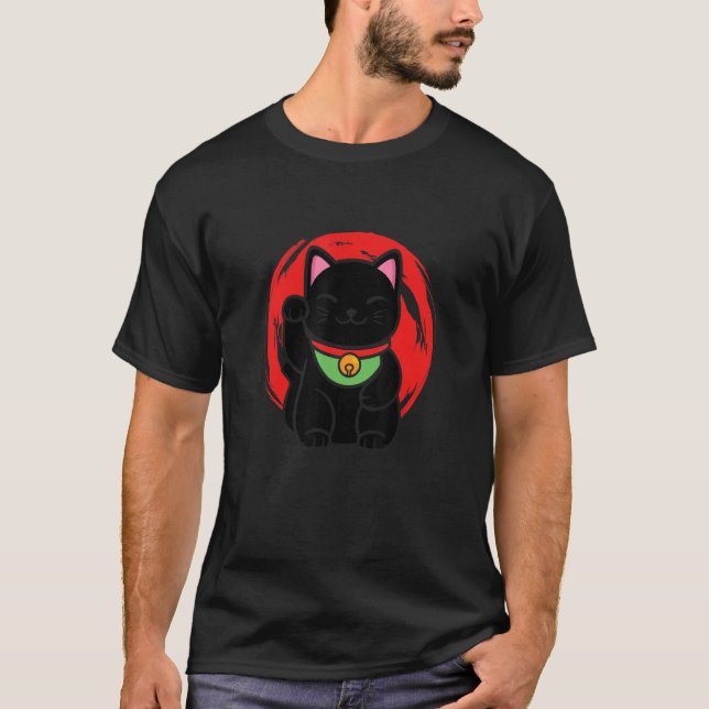 Camiseta Japanese Lucky Cat Maneki Neko Feng Shui 招き猫 (Frente)