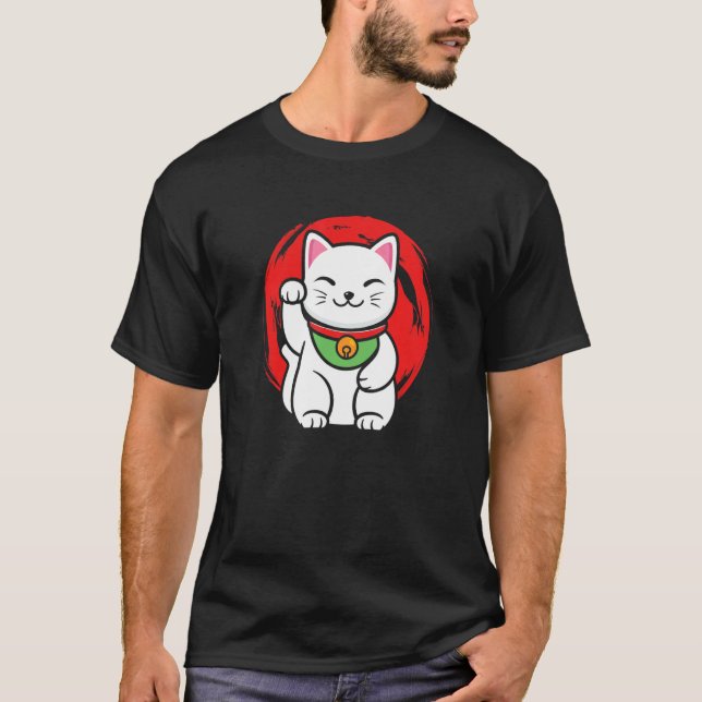 Camiseta Japanese Lucky Cat Maneki Neko Feng Shui 招き猫 1 (Frente)