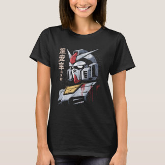 Camiseta Japanese Mecha Robot Head Blueprint Sketch Art
