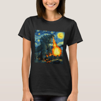 Camiseta Japanese Monster Kaiju Van Gogh Starry Night 