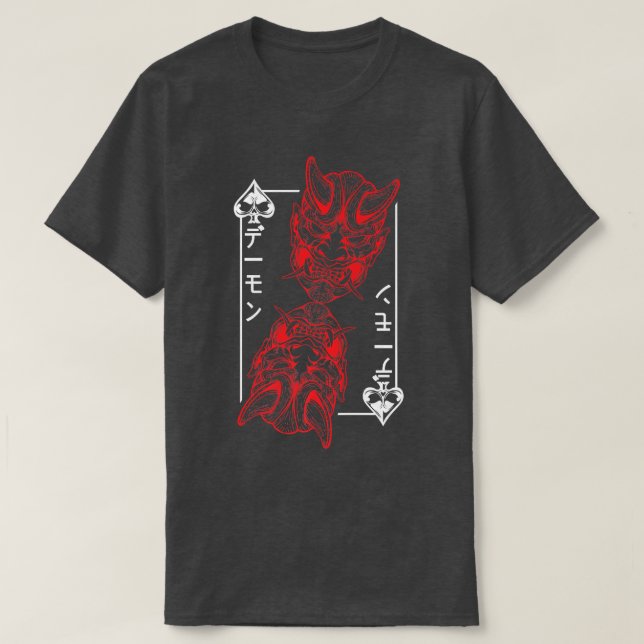 Camiseta Japanese Oni Mask Demon Mask Bushido Samurai Stree (Frente do Design)