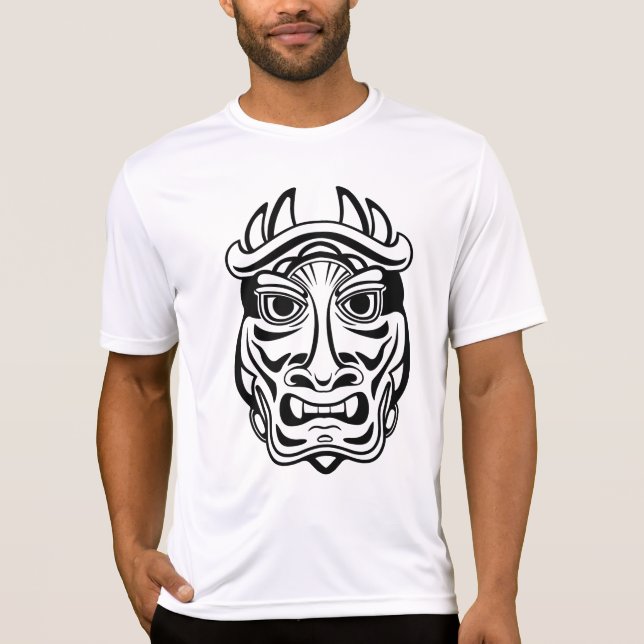 Camiseta Japanese Oni Mask Tribal Demon Line Art (Frente)