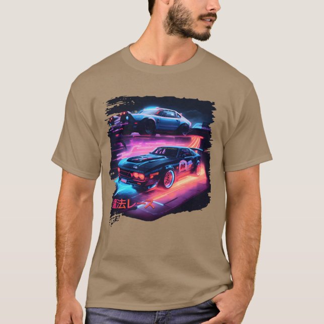 Camiseta Japanese Retro Car Racing Drifting Art JDMuning vi (Frente)