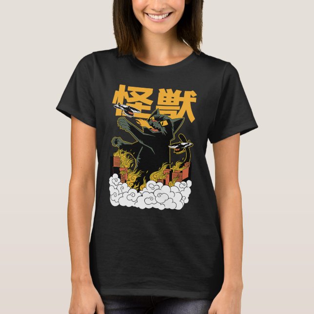 Camiseta Japanese Retro Catzilla Kaiju Monster (Frente)
