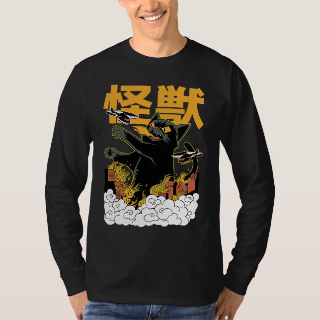 Camiseta Japanese Retro Catzilla Kaiju Monster (Frente)