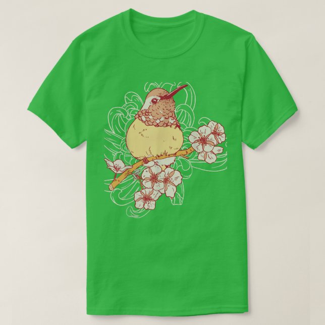Camiseta Japanese Sakura Bird Cherry Blossoms Tree Pink Son (Frente do Design)