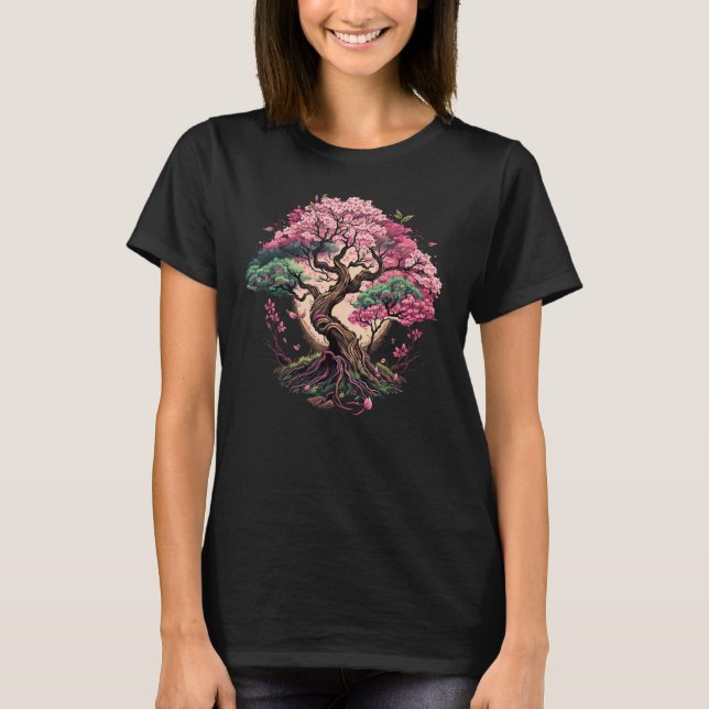 Camiseta Japanese Sakura Garden Geisha Mount Fuji Cherry Bl (Frente)