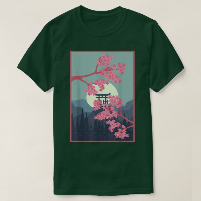 Camiseta Japanese Sakura Sunset Pink Flower Floral Cherry B (Frente do Design)