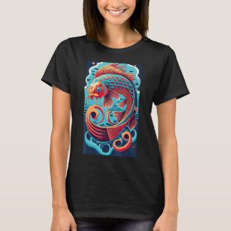Camiseta Japanese Samurai Art Aesthetic Koi Fish Graphic De