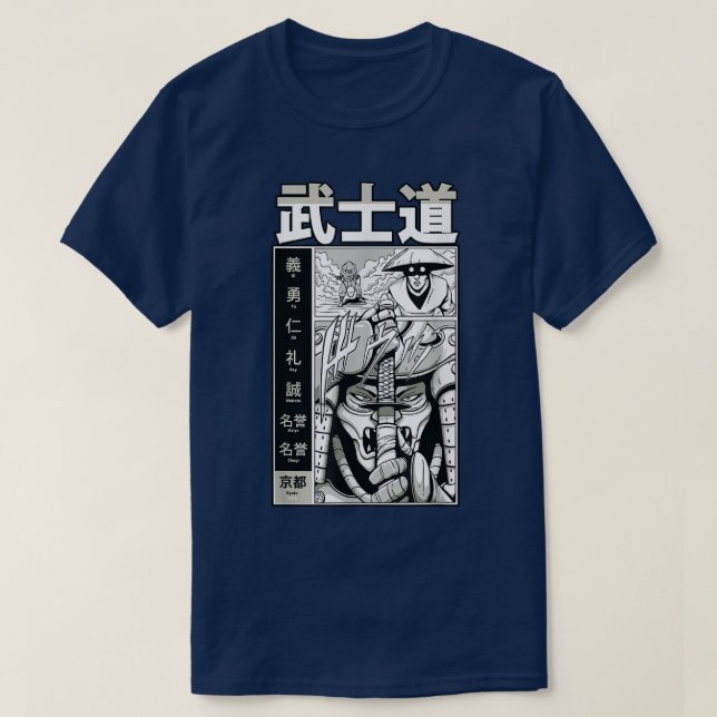 Camiseta Japanese Samurai Bushido Face Comic Sketch  (2) (Frente do Design)