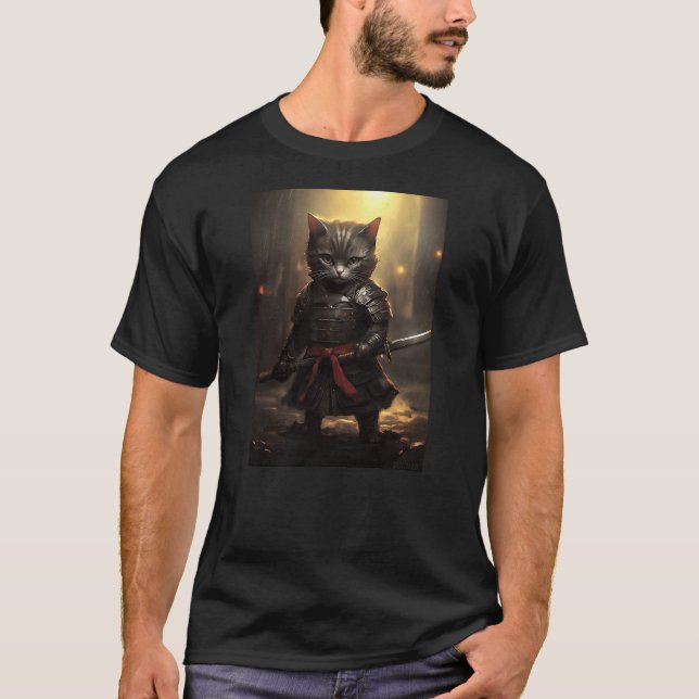 Camiseta Japanese Samurai Cat Warrior Japan Ninja Kitten (2 (Frente)
