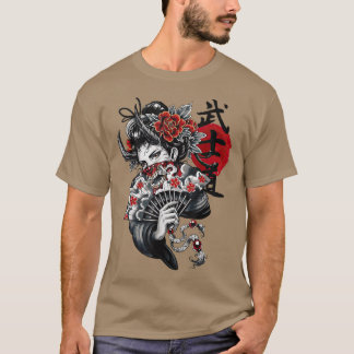 Camiseta Japanese Samurai Girl and Vintage Sakura Cherry Bl