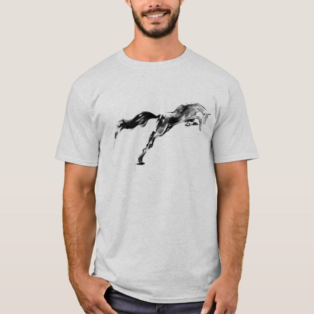 Camiseta Japanese samurai horse art equestrian sumi (Frente)