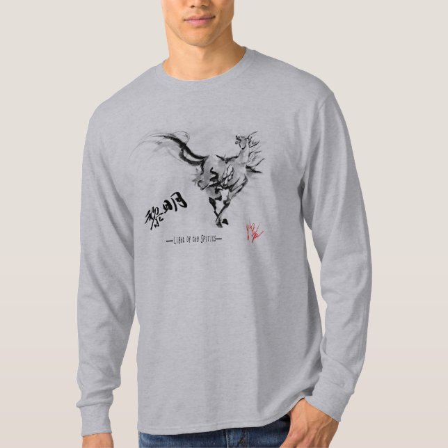 Camiseta Japanese samurai horse art equestrian sumi (Frente)