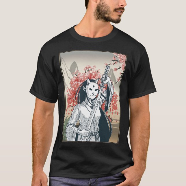 Camiseta Japanese Samurai Japanese Cherry Blossom Sakura (Frente)