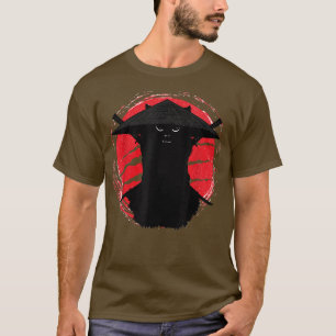 Camiseta Japanese Samurai Ninja Cat Kawaii Graphic