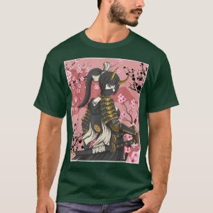 Camiseta Japanese Samurai Warriors With Sakura Flower