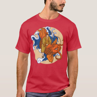 Camiseta Japanese Samurai Wave Goldfish Orange Carp Fish Ko