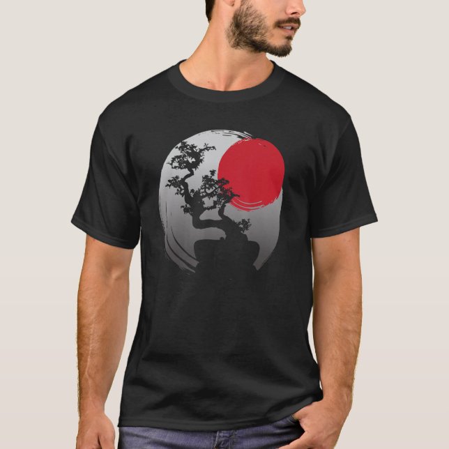 Camiseta Japanese Spiritual Sunset Japan Zen Bonsai Tree (Frente)