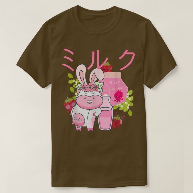 Camiseta Japanese Strawberry Milk Pop Art Design  (Frente do Design)