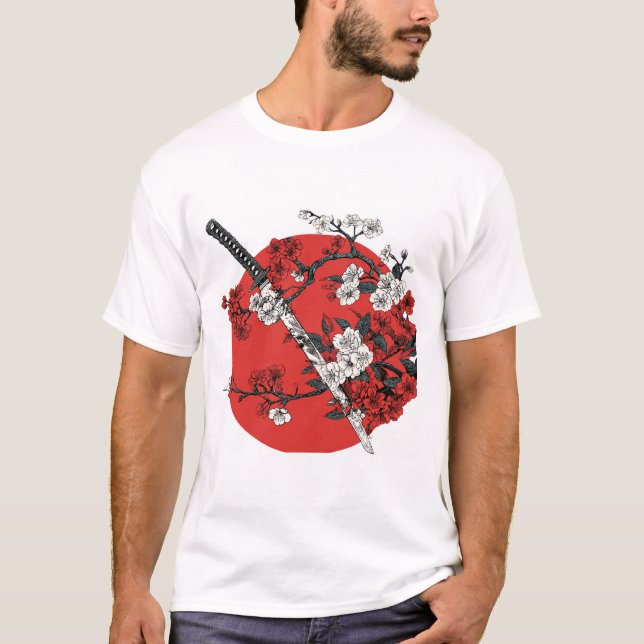 Camiseta Japanese Sword & Cherry Blossom (Frente)