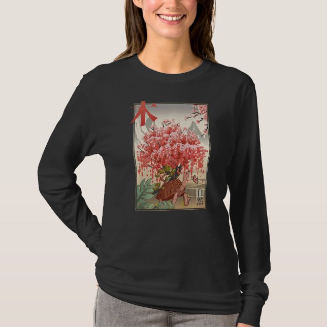 Camiseta Japanese Turtle and butterfly Japanese Blossom tre (Frente)