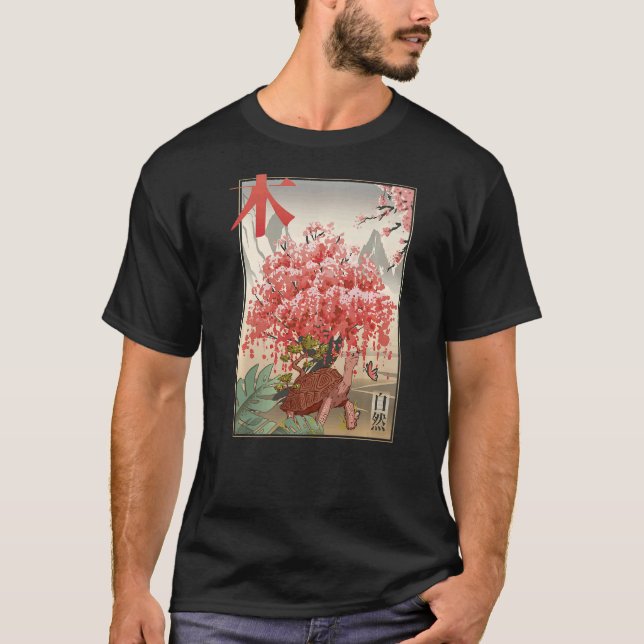 Camiseta Japanese Turtle and butterfly Japanese Blossom tre (Frente)