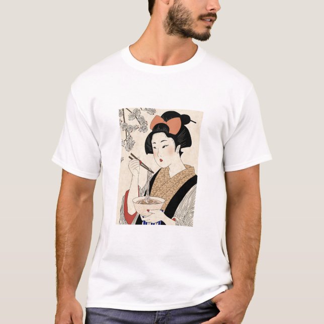 Camiseta Japanese Ukiyoe Style Kimono Modern Girl (Frente)