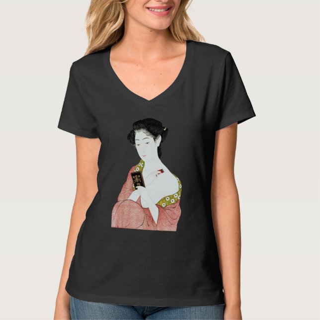 Camiseta Japanese Woman Geisha Shin hanga Ukiyo e Japanese  (Frente)