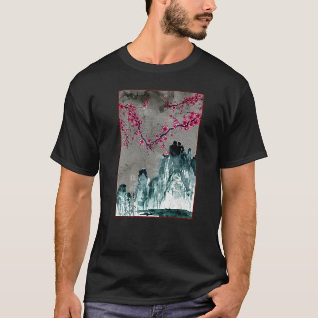 Camiseta Japanese Woodblock Sakura Cherry Blossom Tree Natu (Frente)