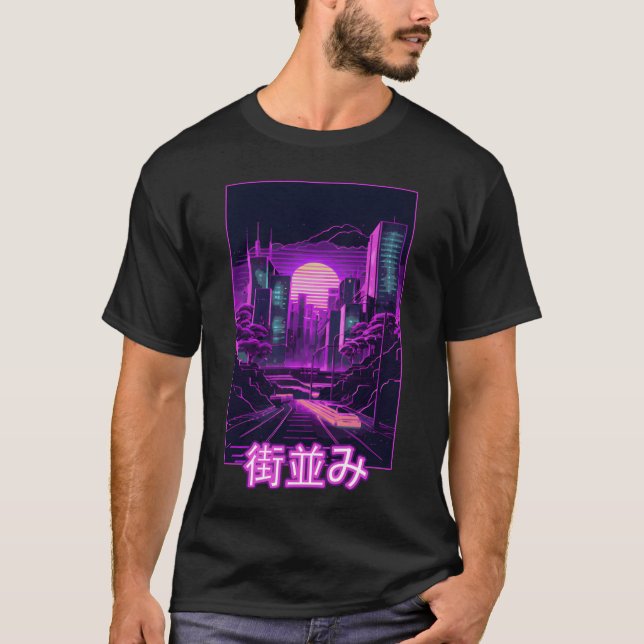 Camiseta Japaneseokyo City Vaporwave Aesthetic Retro Synt f (Frente)
