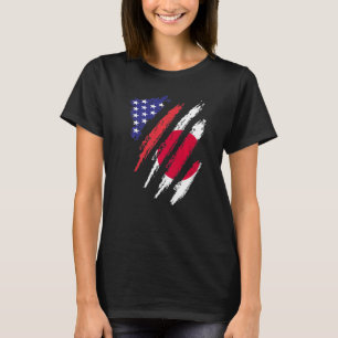 Camiseta Japão: Bandeira Crescente Americana Patriot Herita