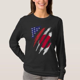 Camiseta Japão Bandeira Crescida Americana Mês do Patrimôni