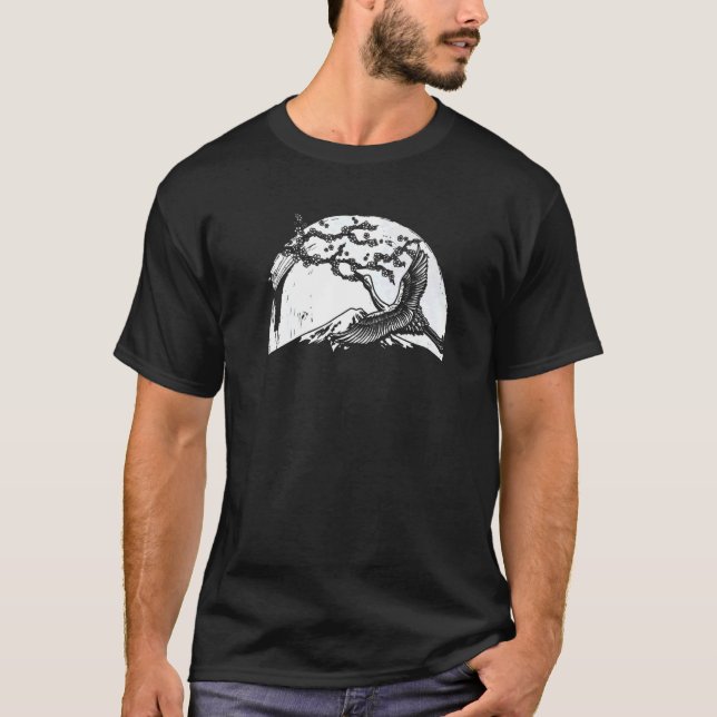 Camiseta Japão Crane Storey Sakura Cherry Blossom Árvore Ja (Frente)