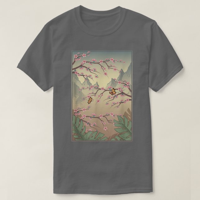 Camiseta Japão: Flor Bonito Japonês Rosa Sakura Cherry Bl (Frente do Design)