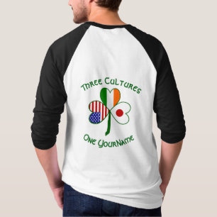 Camiseta Japão Irlanda EUA Bandeira do Trevo Personalizada