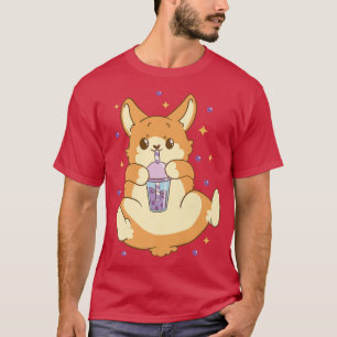 Camiseta Japão Kawaii Bubble Tea Shiba Inu Boba Tea Corgi C