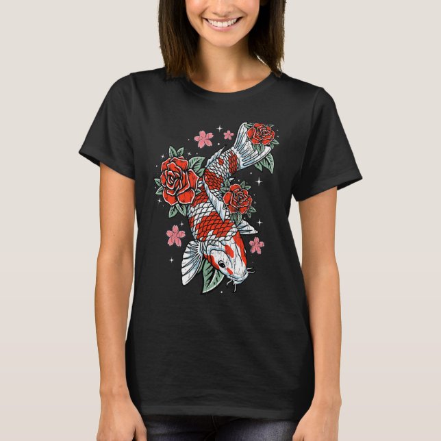 Camiseta Japão Koi Carp Fish Engraçado Japonês Pesca Over G (Frente)