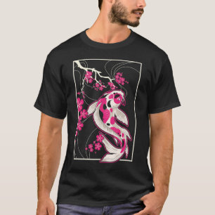 Camiseta Japão Koi Fish Chersom Blossom Japonês Nishikigoi
