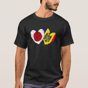 Camiseta Japão Moldávia Coração Bandeiras Japonês Moldavo B