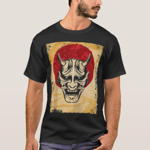 Camiseta Japão Oni Mask Fighter Japonês Retro Raglan 1