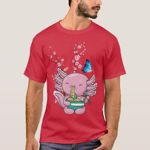 Camiseta Japão Sakura Cherry Blossom Axolotl Ramen Japonês