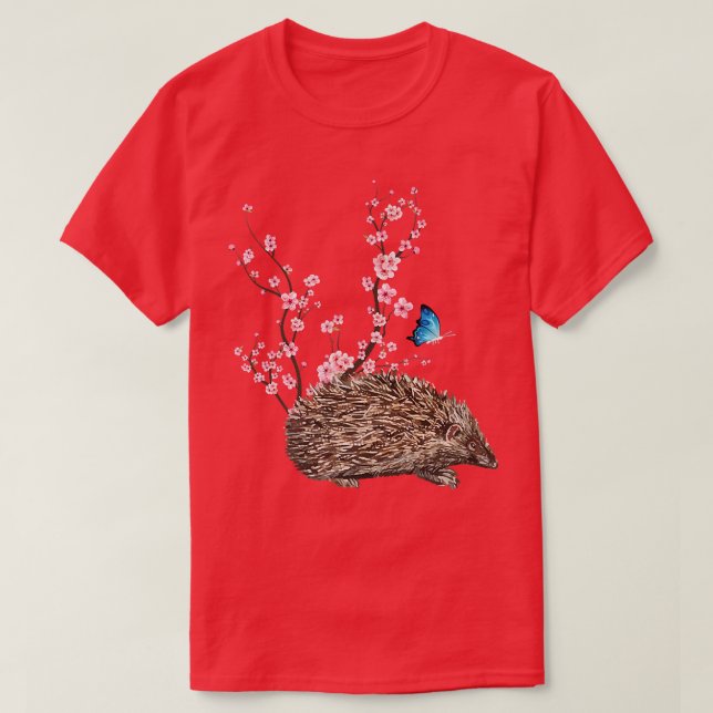 Camiseta Japão Sakura Cherry Blossom Hedgehog Japonês (Frente do Design)