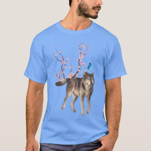 Camiseta Japão Sakura Cherry Blossom Wolve Japonês